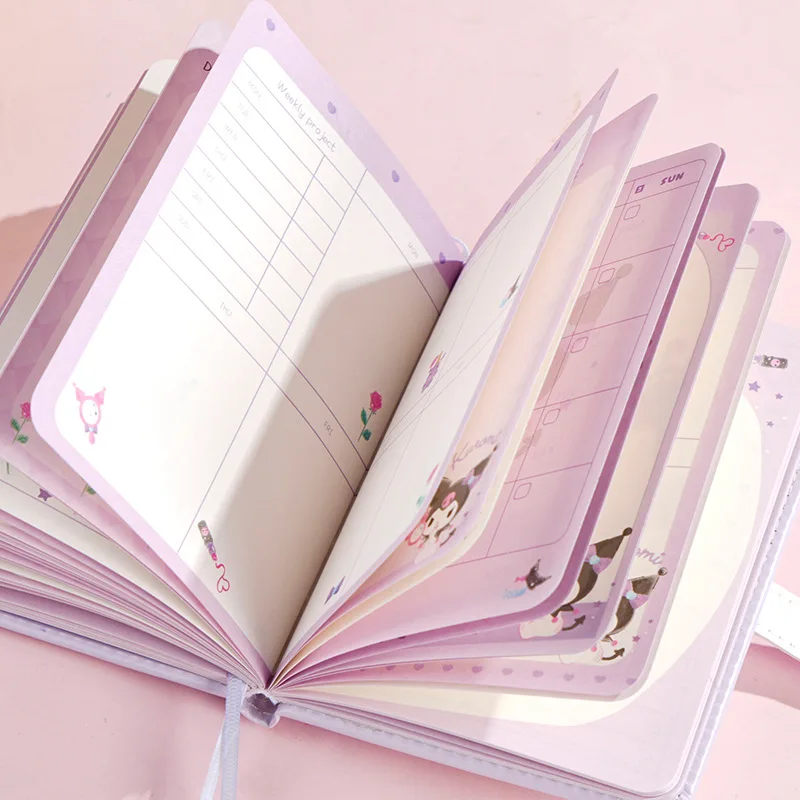 Sanrio Notebook Gel Pen My Melody Kuromi Cinnamoroll Notepad Daily Weekly Agenda Planner Notebook Stationery Set School Supplie