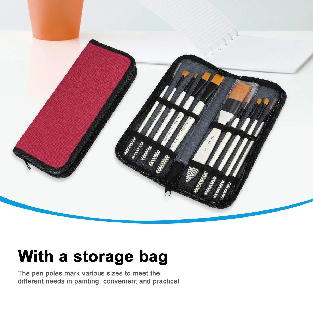 

10Pcs Wood Handle Oil Painting Brushes Nylon Bristles Lightweight Artist Drawing Set for Gouache Watercolor