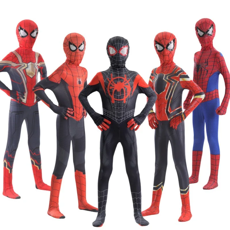 

For Kids Hot Toys Anime Spiderman Costume Mask Spider Man Miles Morales Cosplay Jumpsuit Bodysuit Halloween Costumes