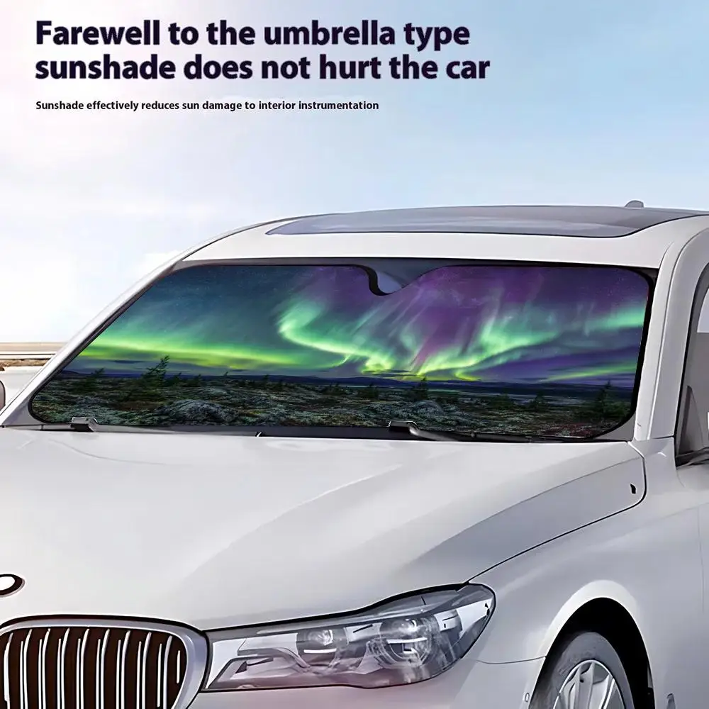 Stunning Northern Aurora Sun Visor Retractable Car Sun Visor Anti-Glare UV Protection Front Window Sunshade