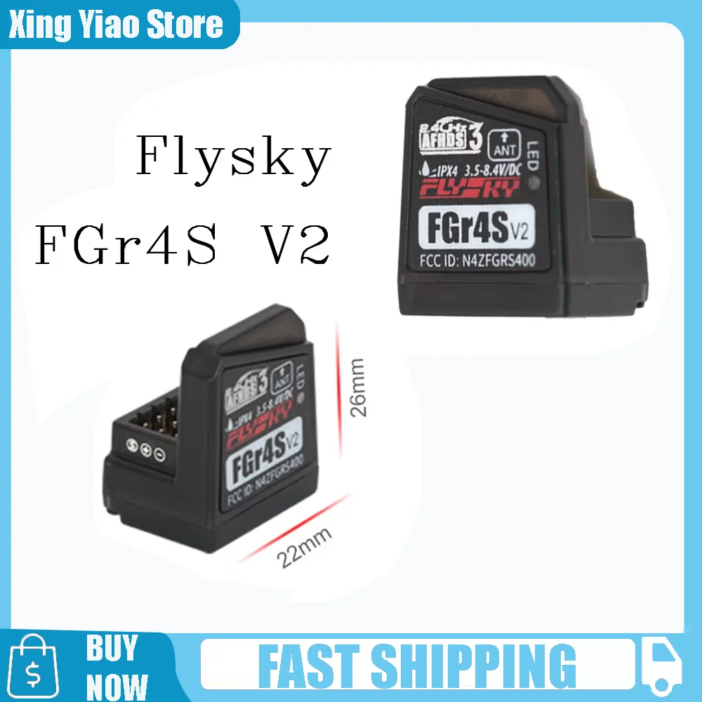 FGr4S V2 FLYSKY 4CH 2.4G Mini RC Model Receiver 3.5-8.4V Built-in Single Antenna PWM Radio System For FS NB4 PL18 Transmitter