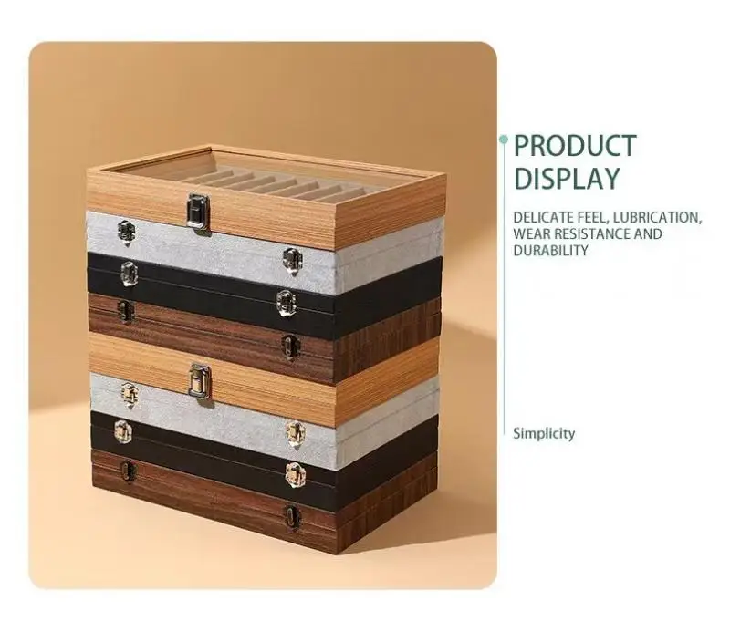 1Pc 8/10 Grid Glass Lid Student Scratch Proof Wear Resistant Rectangle Pen Case Display Box Anti Dust Visible Storage Box