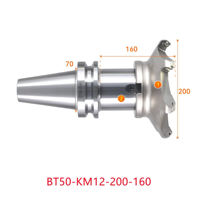 Face end mill BT50-KM12-200-160 shoulder milling cutter Stainless steel body Tool holder set CNC Milling New