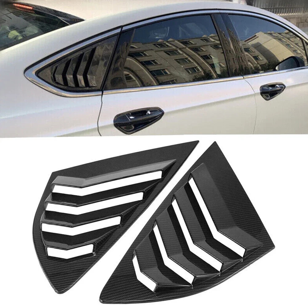 

2PCS Auto Rear Side Door Glass Louvers Cover Fits For Ford For Mondeo For Fusion 13-21 Carbon Fiber / Gloss Black