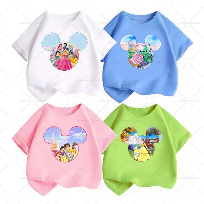 Pegatinas con logotipo de Mickey Mouse para ropa, parches con estampado de princesa Disney, transferencia de planchado para ropa de mujer, apliques