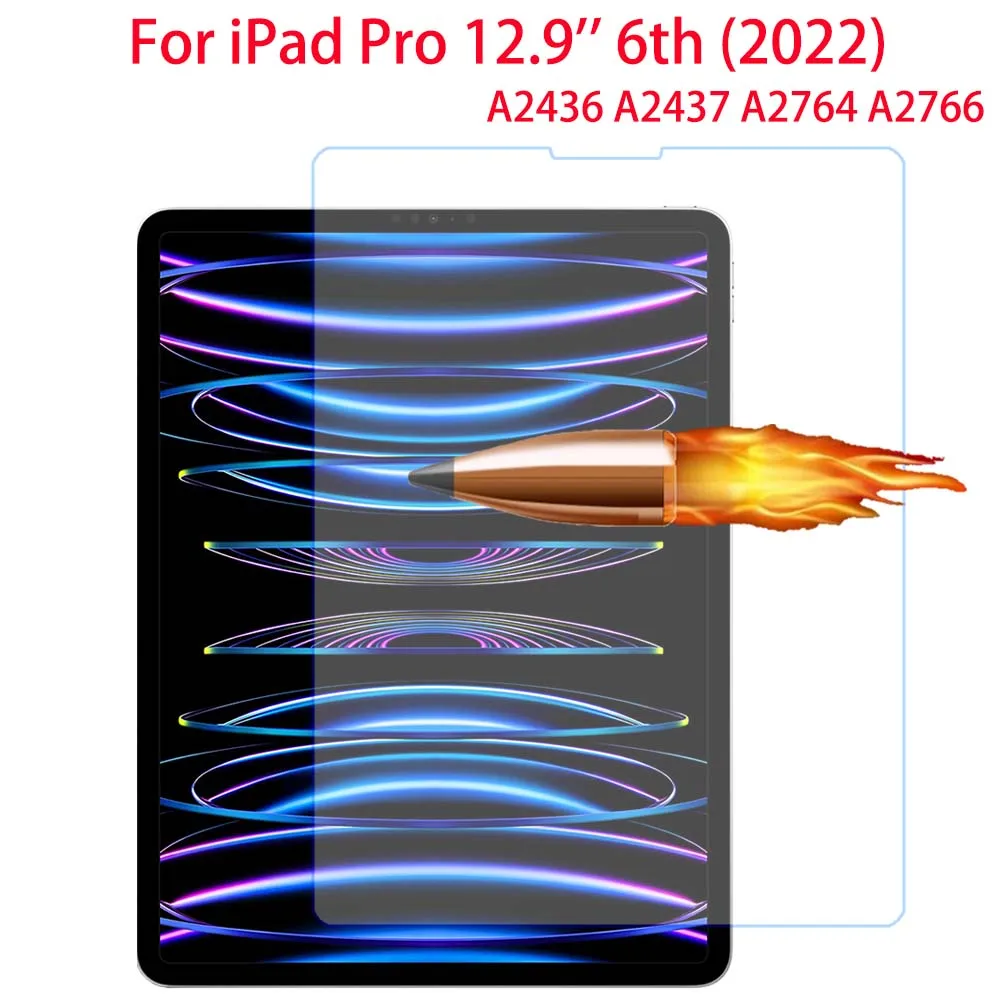 Tempered Glass Screen Protector For iPad Pro 6th 12.9 inch 2022 A2436 A2437 A2764 A2766 Clear Tempered Glass Protective Film