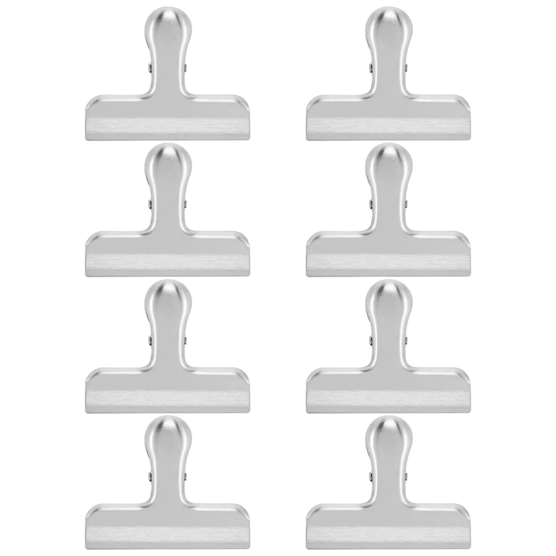 Clips plateados grandes para bolsas de comida, Clips de cocina para paquetes de alimentos para aperitivos, 8 unidades, 3 pulgadas de ancho