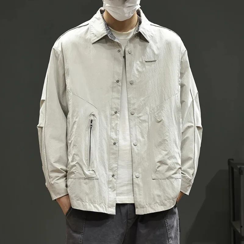 

Autumn Outdoor 3 Proof Double-sided Can Wear Cargo Jacket Men Streetwear Loose Casual Shirt Style Jacket Coat Outerwear