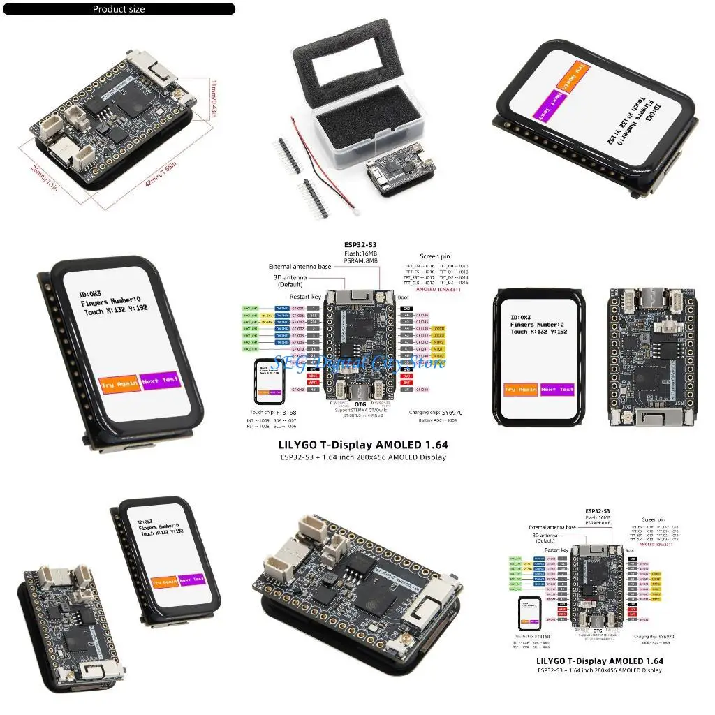

U75B Programmable 1.64" AMOLED Displays Board for STEM Education and DIY Projects