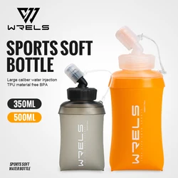 WRELS 350ml 500ml Water Bottle BPA-Free Foldable Soft Flask TPU Sport Water Bag Silicone Straw Outdoor Sport kettle for Running