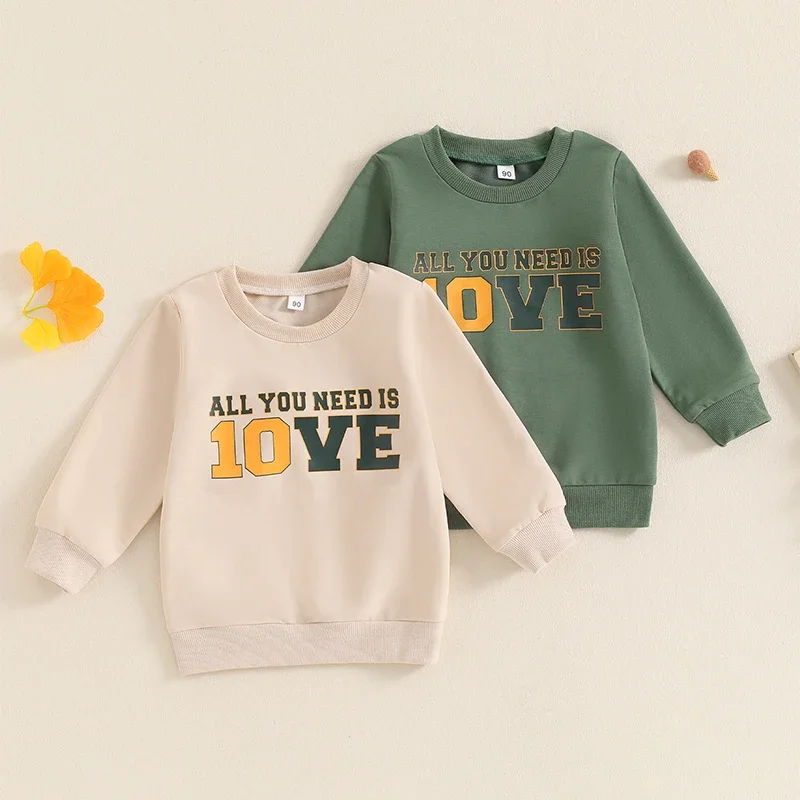 

1-5Y Fashion Autumn Children Kids Baby Boy Sweatshirts Clothes Letter Print O-neck Long Sleeve Pullover Casual Sweatshirts Tops