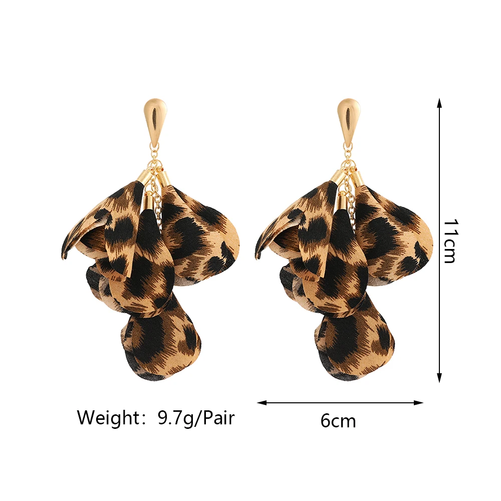 Charm Sexy Black Leopard Petal Pattern Pendant Earrings For Women Classic High Quality Luxury Banquet Party Jewelry Accessories
