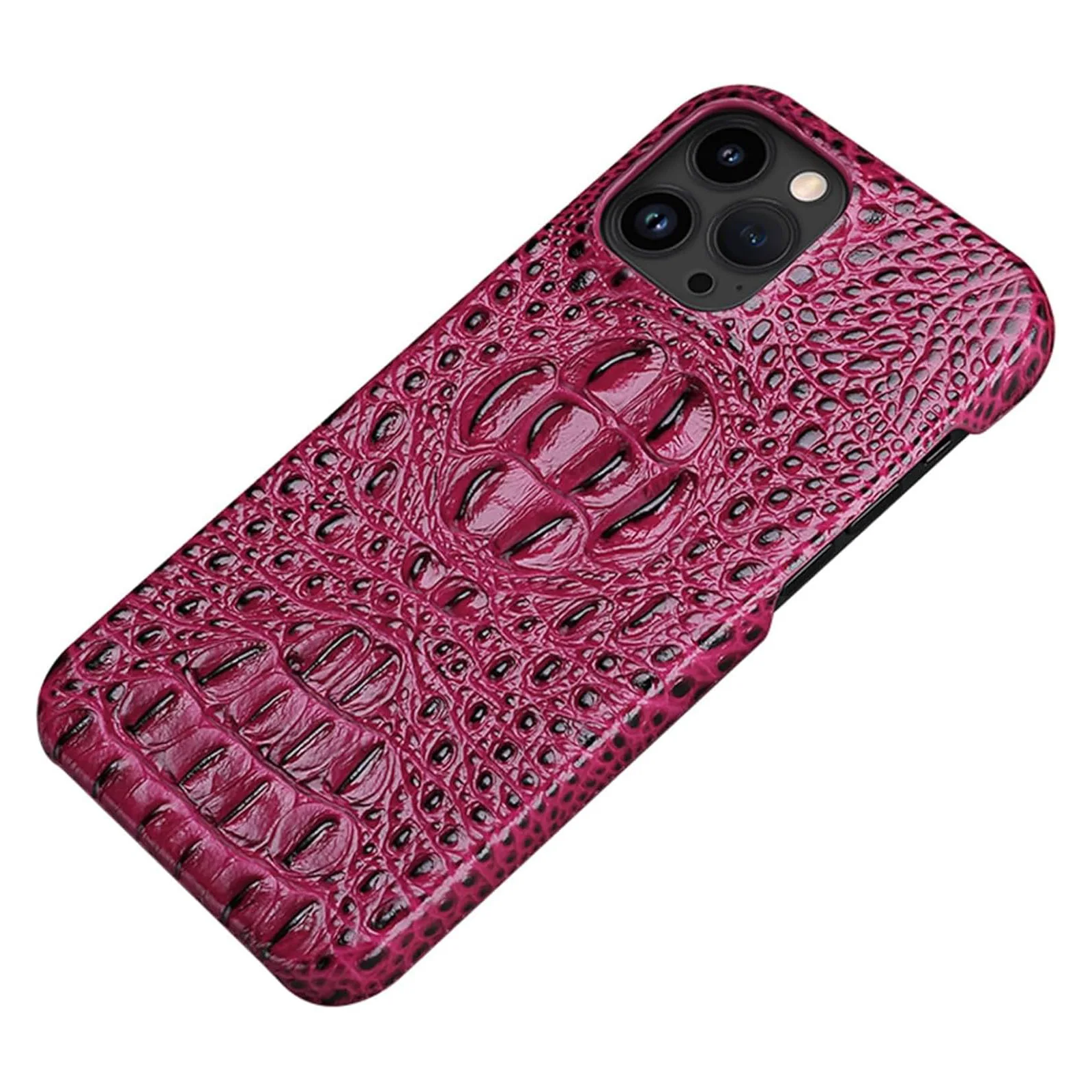 Ultra-Thin Case for iPhone 16 Pro Max/16 Pro/16, Crocodile Pattern Genuine Leather Cover Smooth Shockproof Luxury Case