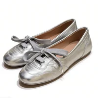 Women's Soft Ballet Flats Lace Up Bow Knot Slip On Loafers Comfortable Walking Round Toe Casual Shoes Spring Summer - Image 2