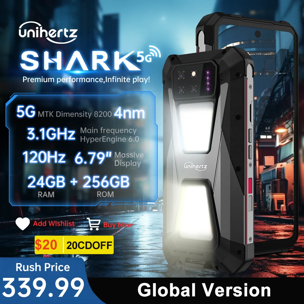 Unihertz SHARK , Android Rugged Smartphone 5G, Dimensity 8200, 6.79