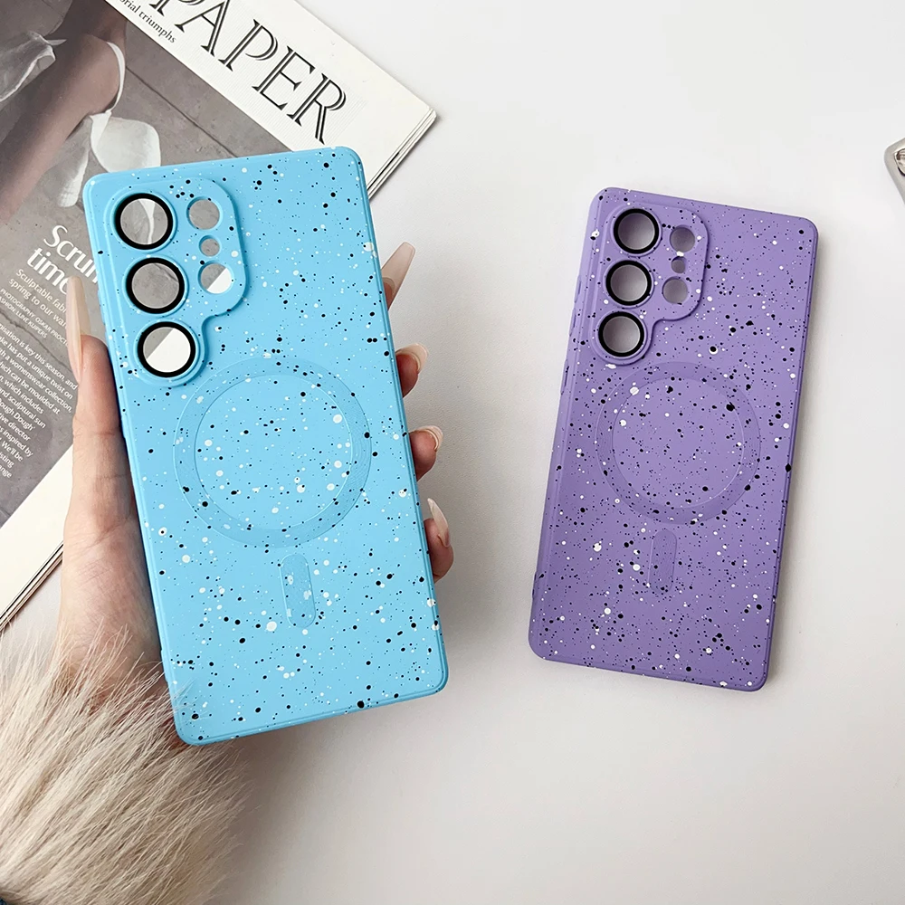 Magnetic Case for Samsung Galaxy S25 S24 S23 Ultra Plus Cover Splash-ink Starry Sky Shell for Magsafe Full Protect Camera Funda