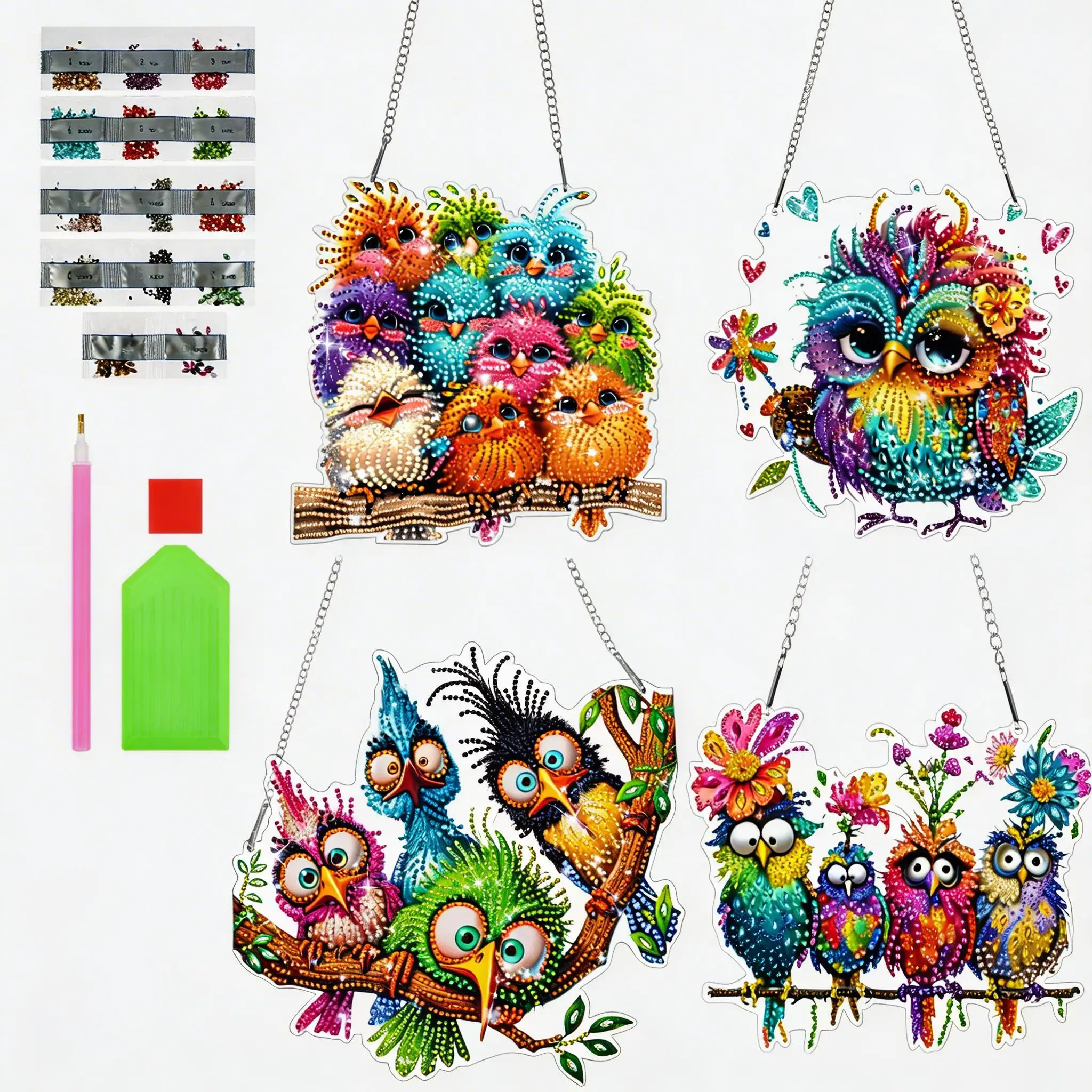 Kids Diamond Art Kit Special Shaped Rhinestone DIY Acrylic Art Craft Painting Window Pendant Home Garden Wall Hanging Ornament