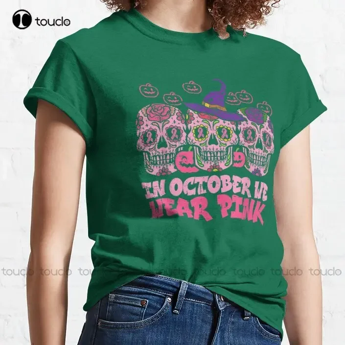 In October We Wear Pink And Watch Football Trending T-Shirt Kids White Tshirt Digital Printing Tee Shirts Custom Gift Xs-5Xl New