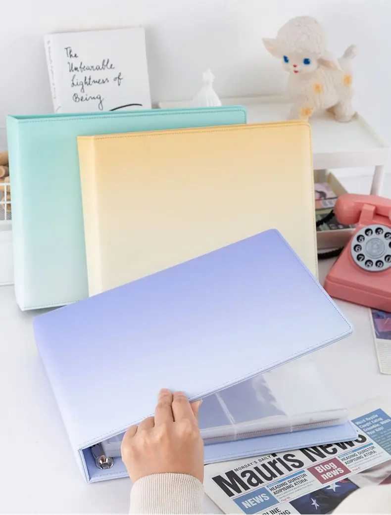 Gradient Color 7 Pocket 8slot Photo Card Album, Large 50 Pages PU Kpop Idol Photocard Holder, Collectible Card Book for Fans