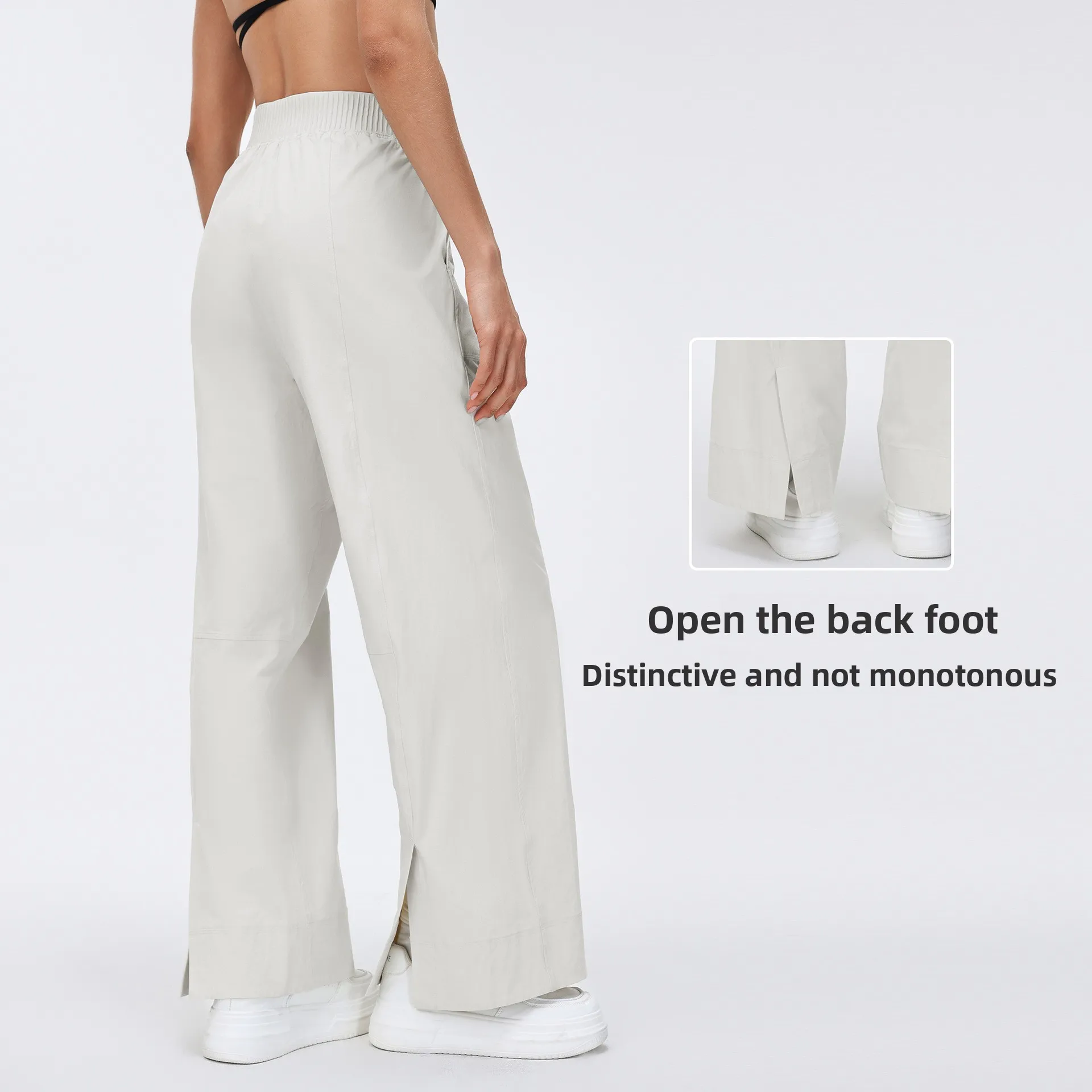 

Женские спортивные брюки с высокой талией, прямые, с разрезом, для фитнеса, широкие, для бега на открытом воздухе, повседневные