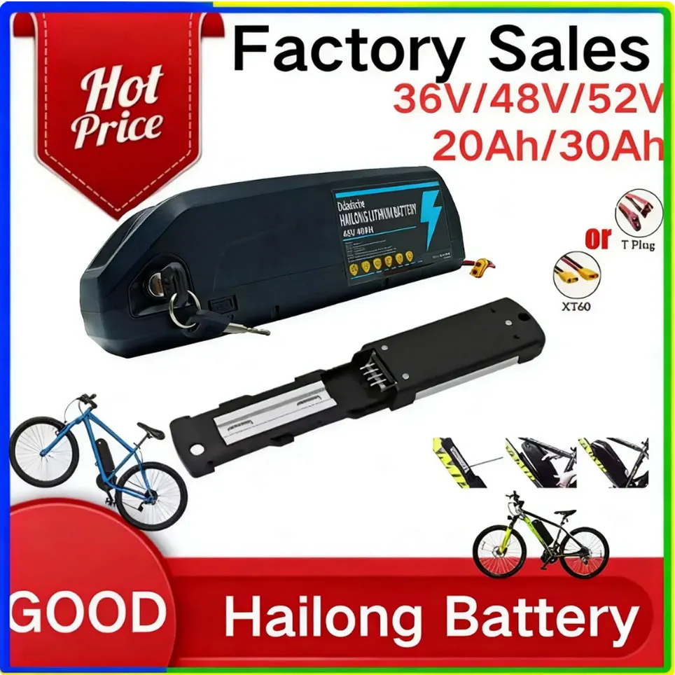Batterie Hailong de haute qualité 36V 48V, neuve et originale, 30AH 40Ah pour moteur Bafang BBS02 BBS03 BBSHD + BMS, prise personnalisable