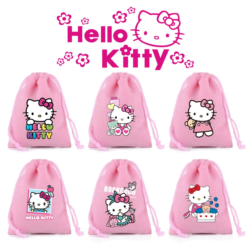 Sanrio Hello Kitty borsa con coulisse simpatico cartone animato stampato borse da toeletta organizzatore portatile di grande capacità regali di