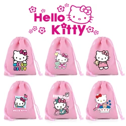 Sanrio Hello Kitty borsa con coulisse simpatico cartone animato stampato borse da toeletta organizzatore portatile di grande capacità regali di compleanno per bambini