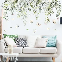 Autocollant Mural Papillon en Cuir oral elu Vert, Plante de Lierre, pour Chambre d'Enfant, Art Mural Auto-Adhésif, Décor d'Entrée de Salon