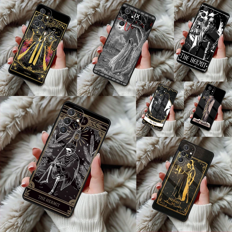 The Hermit Tarot Card Witchcraft Phone Case For Samsung Galaxy S24 S25 S26 Ultra S22 S23 Plus S21 S20 FE Note10 TPU Cover