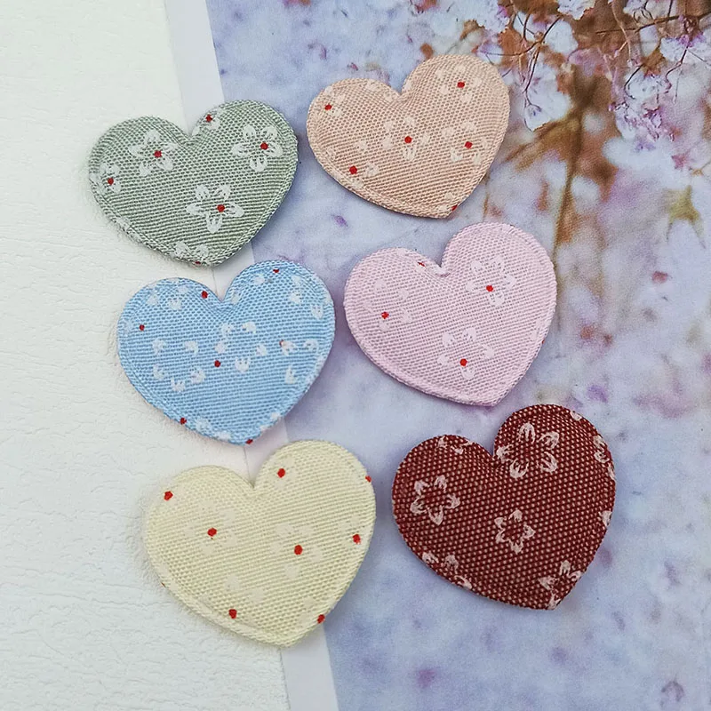 60 Stück gepolsterte Blumenherz-Applikationen, Zubehör für Kinder-Haarbänder und Haarspangen, Dekorationsaufnäher für Schuhe und Hüte – Detail 3
