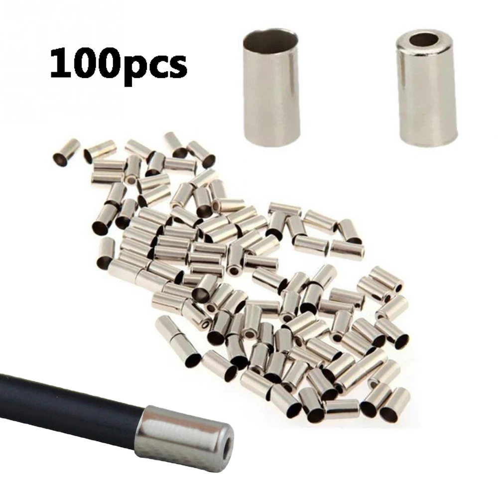 

100pcs Silver Bicycle Mountain Bike Riding Parts Shifter Cycling Accessories Cord End Covers Brake Line Cap Cable Caps