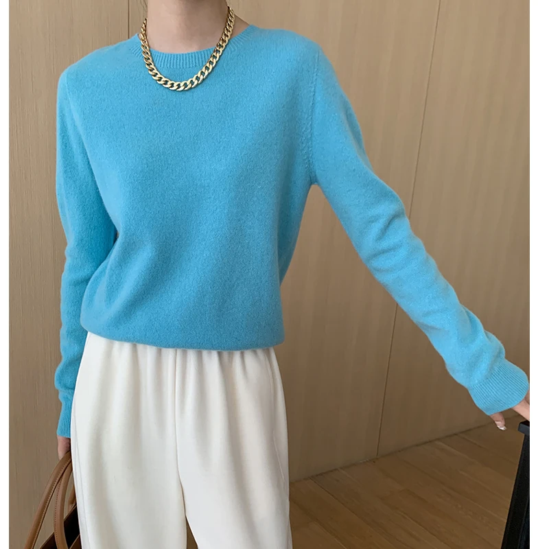 2024 High Quality Autumn Women Loose Style Wool Sweater Thin Basic Pullovers Fleece Clothes Tops For Women Sweater Pull Femme