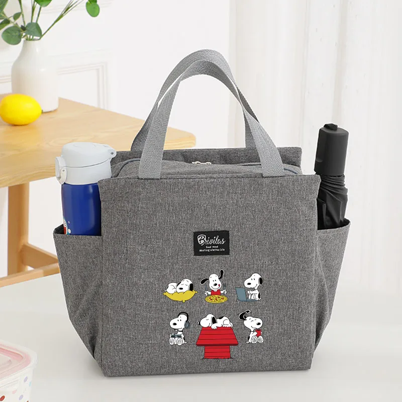 Snoopys Thermal Lunch Bags Cartoon Student School Food Cooler Handbags Women Man Picnic Bento Pack Birthday Christmas Gifts