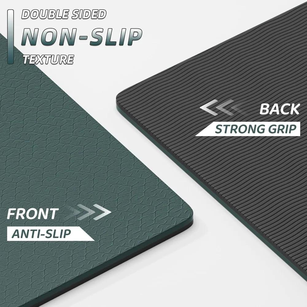 سجادة يوجا سميكة للغاية 10 مم وطويلة جدًا 193 سم، 76 × 28 × 0.4 بوصة، TPE مزدوجة اللون غير قابلة للانزلاق، سهلة الحمل مع حزام، مثالية لـ H #4