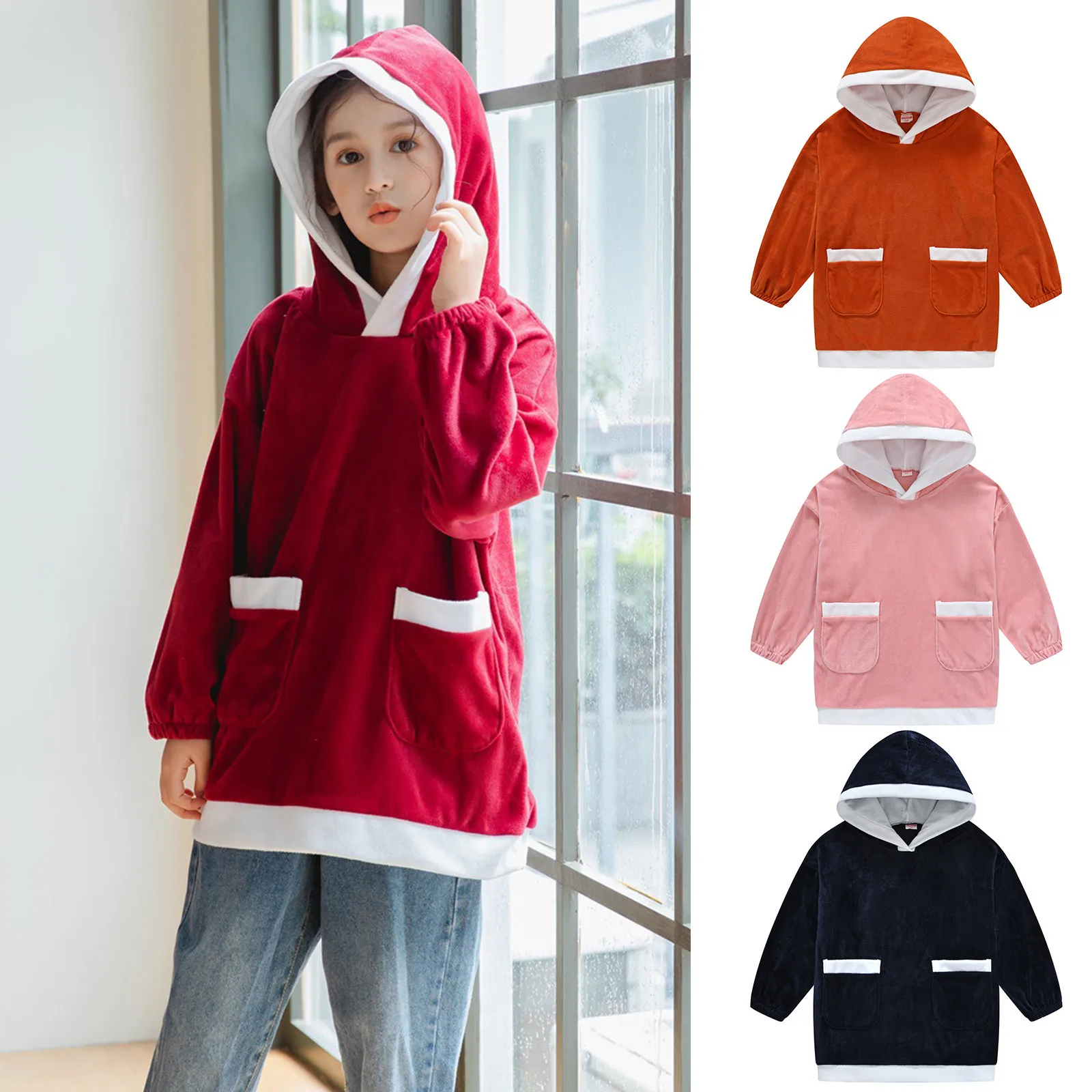 Winter Warm thick TV Hooded Sweater Blanket Unisex Giant Pocket Children Bpys Girls Fleece Weighted Blankets for Bed Travel home