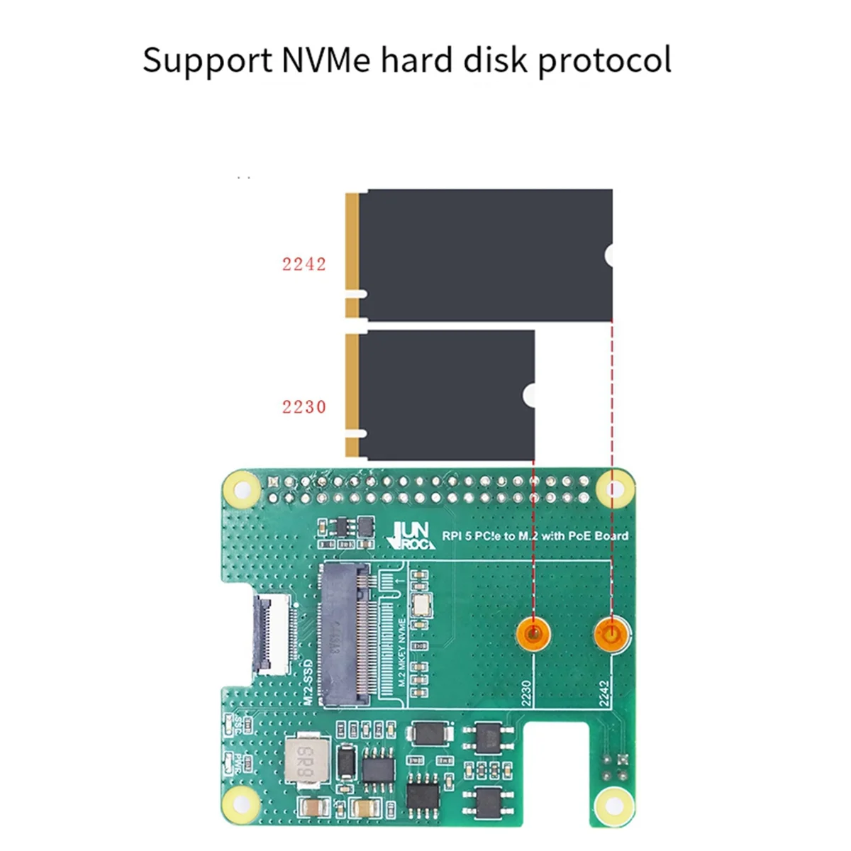 For Raspberry Pi 5 Pcie To M.2 Interface With Poe Ethernet Power Supply Expansion Board Nvme Protocol HAT+