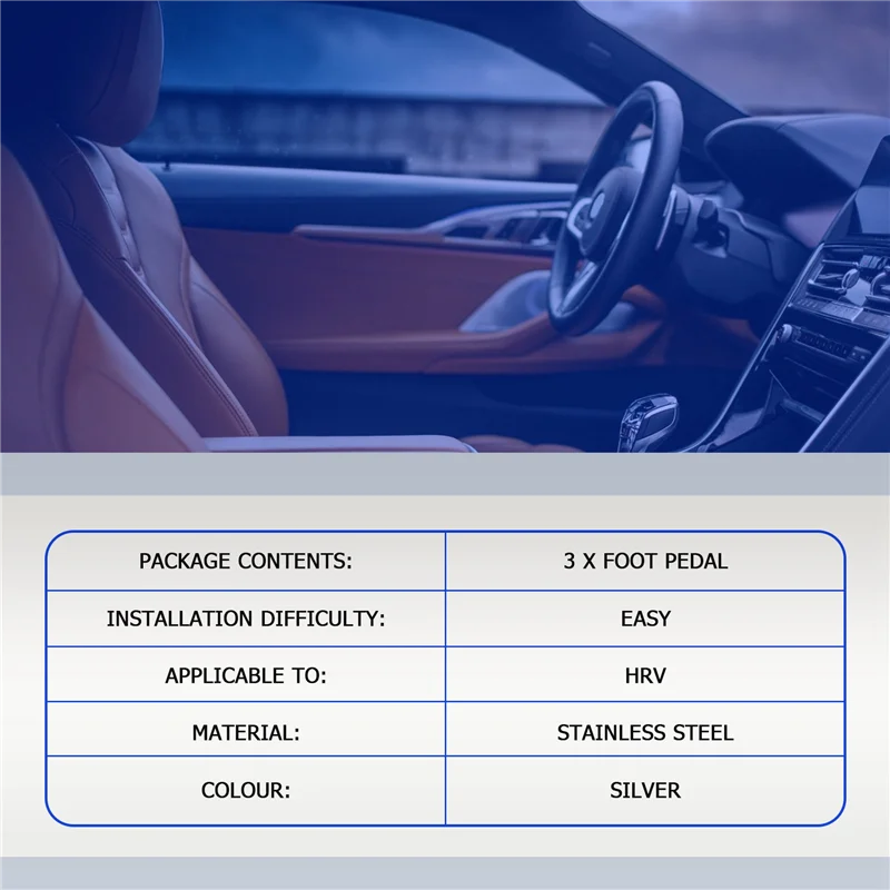 

A51K-Car Pedals Gas Brake Clutch Accelerator Pedal Pad Plate Cover For Honda CITY 2013 - 2020 Vezel HRV HR-V 2015-2020(MT)