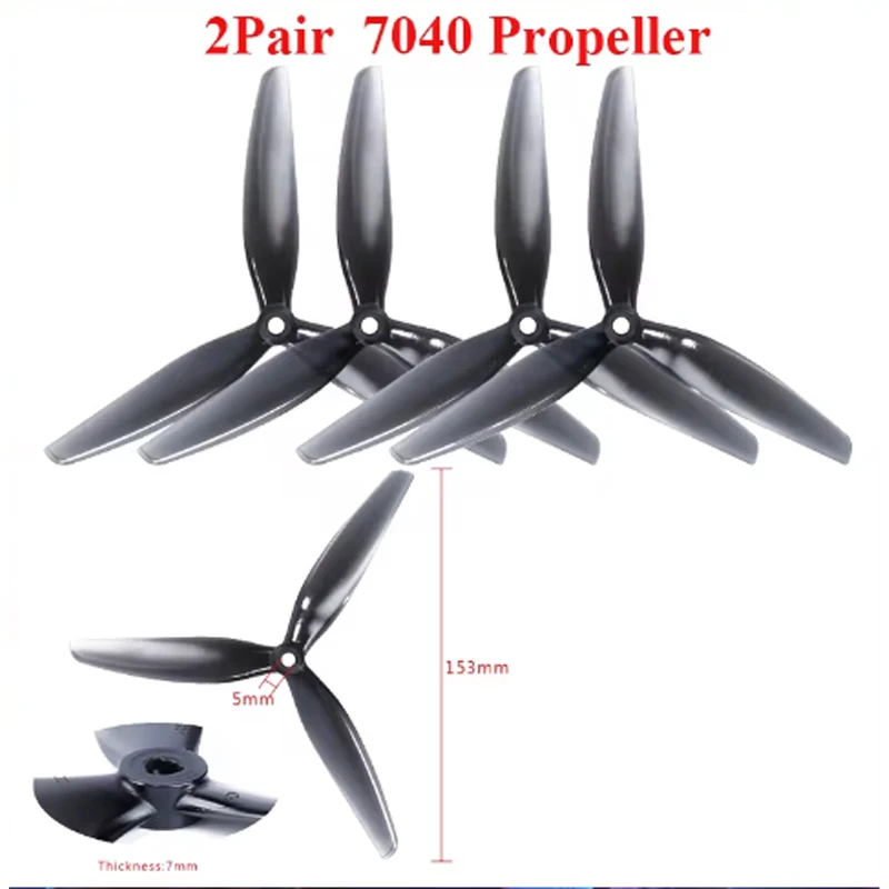 2Pair(2CW+2CCW)HQ 7040 7X4X3 7 Inch 3 Blade / Tri-blade Propeller Compatible IFlight XING-E 2207 Engine for FPV Racing Drone