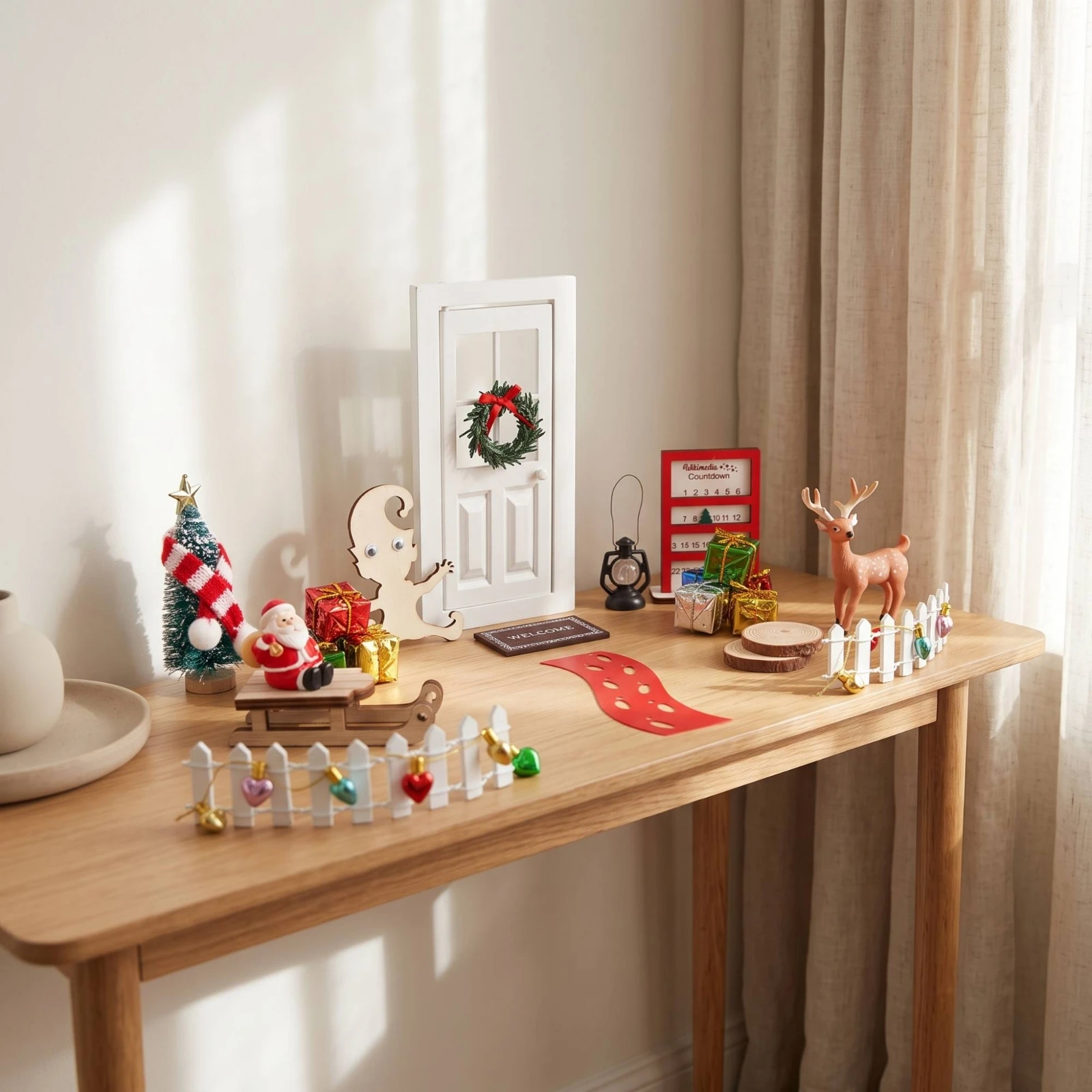 LIUTIAOP 1/12 Maison De Poupée 6 5 Cm Couronne De Noël Mini Anneau De Noel Avec Cloche Scene Miniature Accessoires De Modele Amz