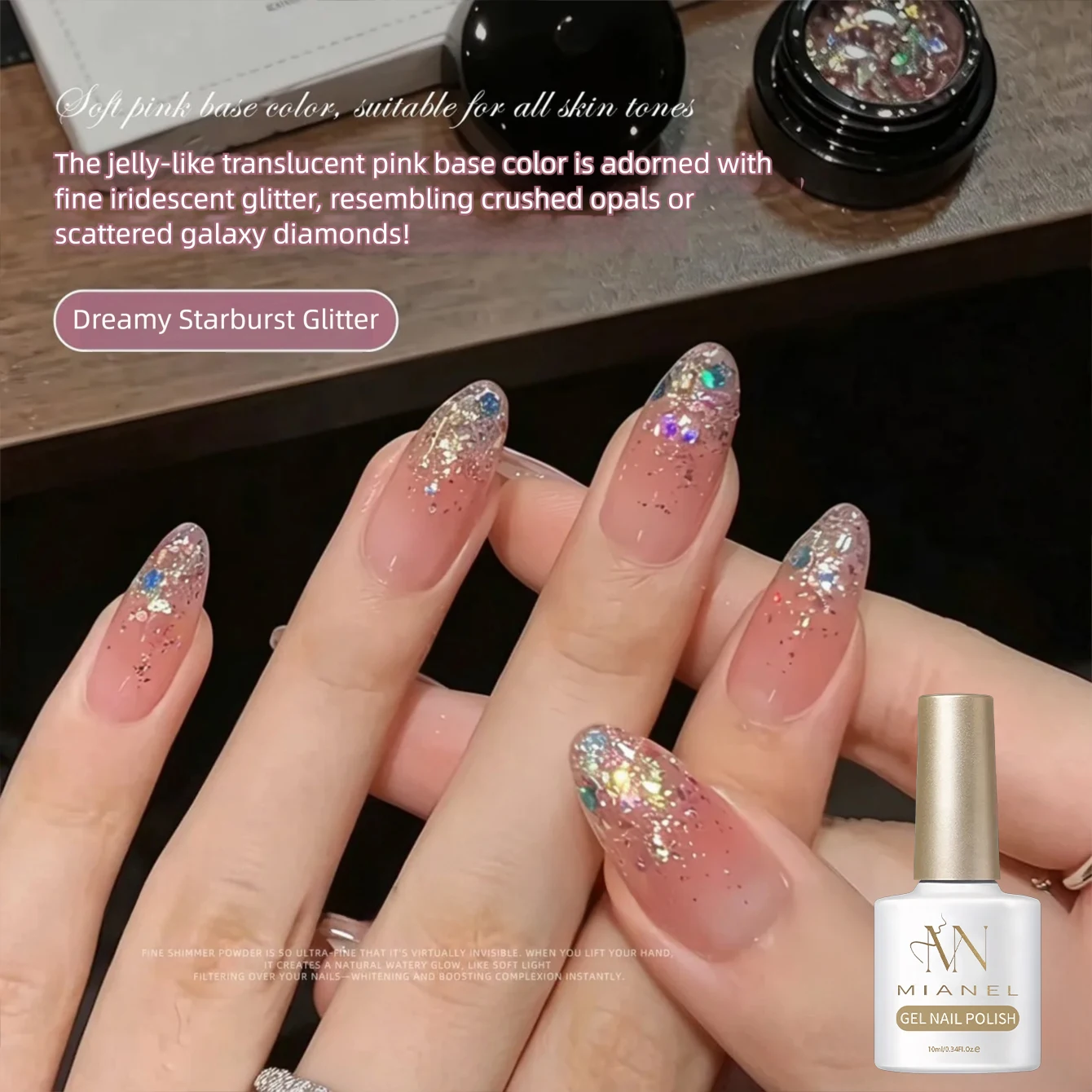 Nail Art Ombre Pink - MIANEL シアーピンクスターリーグリッタージェルポリッシュ – ソフトオンブレ＆クラッシュダイヤモンドネイルアートに最適