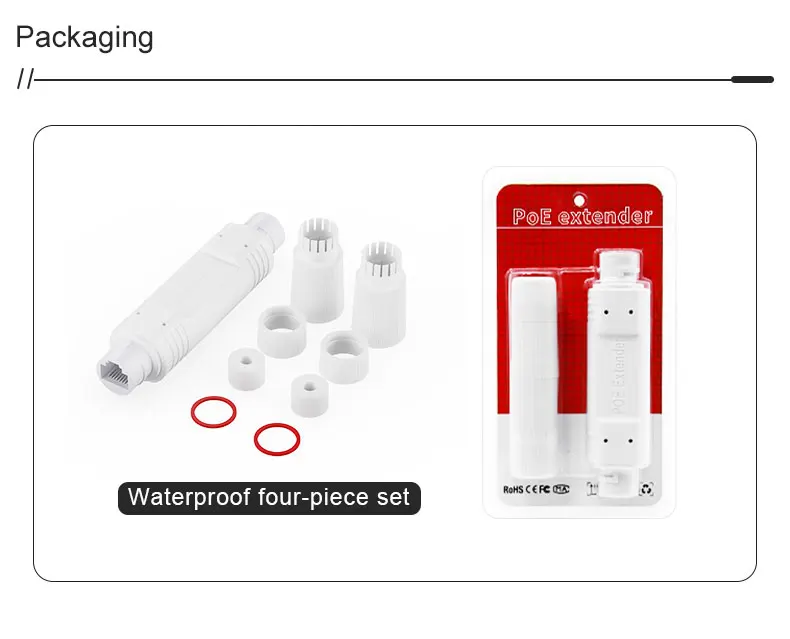 2 Ports Outdoor Waterproof POE Repeater 10/100Mbps or Gigabit 1 in 1 Out PoE Extender with IEEE802.3Af/At 48V for  System