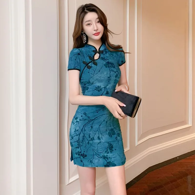 

Qipao сексуальное клубное мини-платье прибытие винтажное китайское стильное женское весеннее сексуальное вечернее платье-футляр Mujer Vestidos Cheongsam новинка