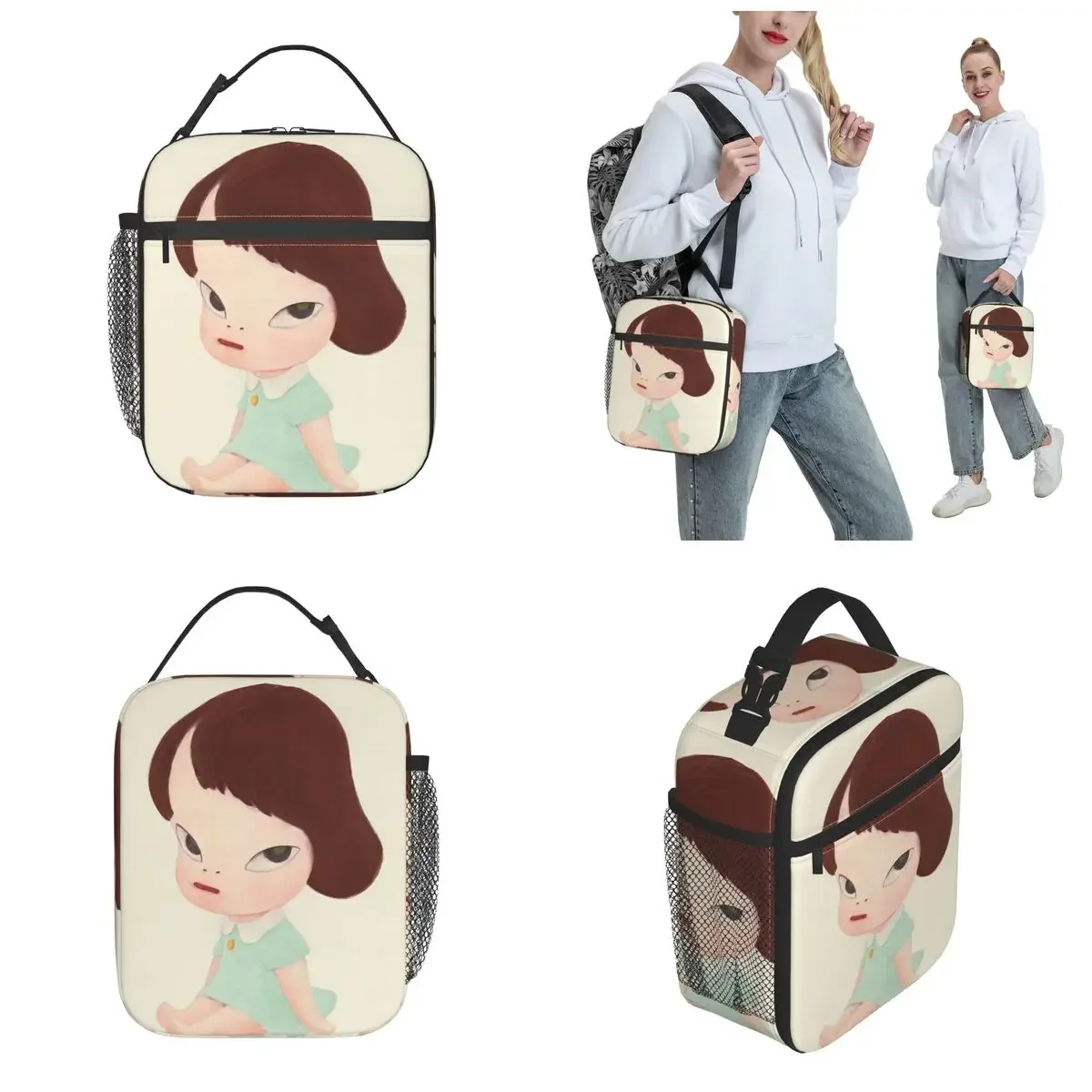 Yoshitomo Nara Insulated Lunch Bags Large Lunch Container Cooler Bag Tote Lunch Box School Picnic Food Bag