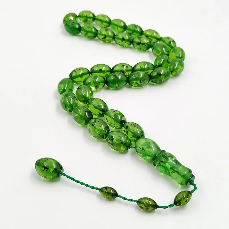 تسبيح أخضر 33 مسبحة صلاة كبيرة الحجم مسبحة إسلامية رجل مسلم تركي سبحة صلاة مستخحان مجوهرات عربية هدية عيد #6