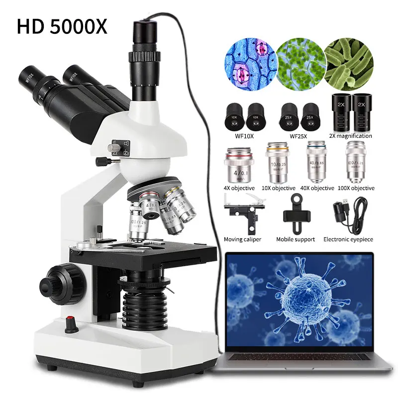 For led light electronic optics biological trinocular microscope medical laboratory