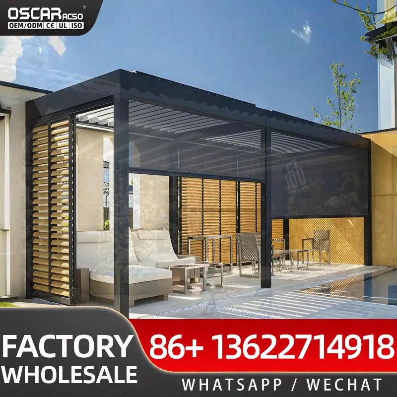 

DIY Waterproof Bioclimatic Awning Cover Louvre Roof Outdoor Aluminum Pergola for Garden Patio Balcony pergolas