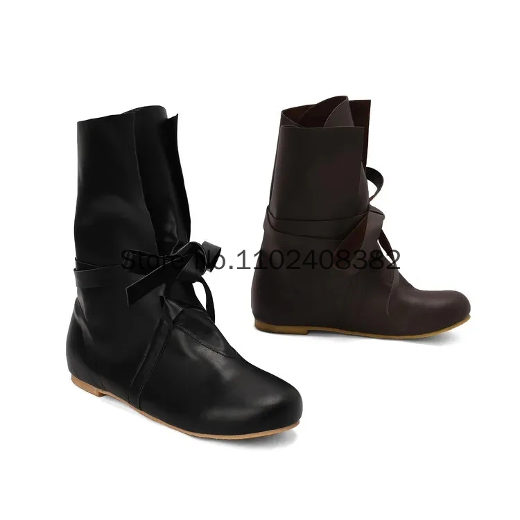 Medieval Women Elf Princess Noble Lace Up Single Shoes Carnival Men Knight Prince PULeather Boots Prop Halloween Cosplay Costume