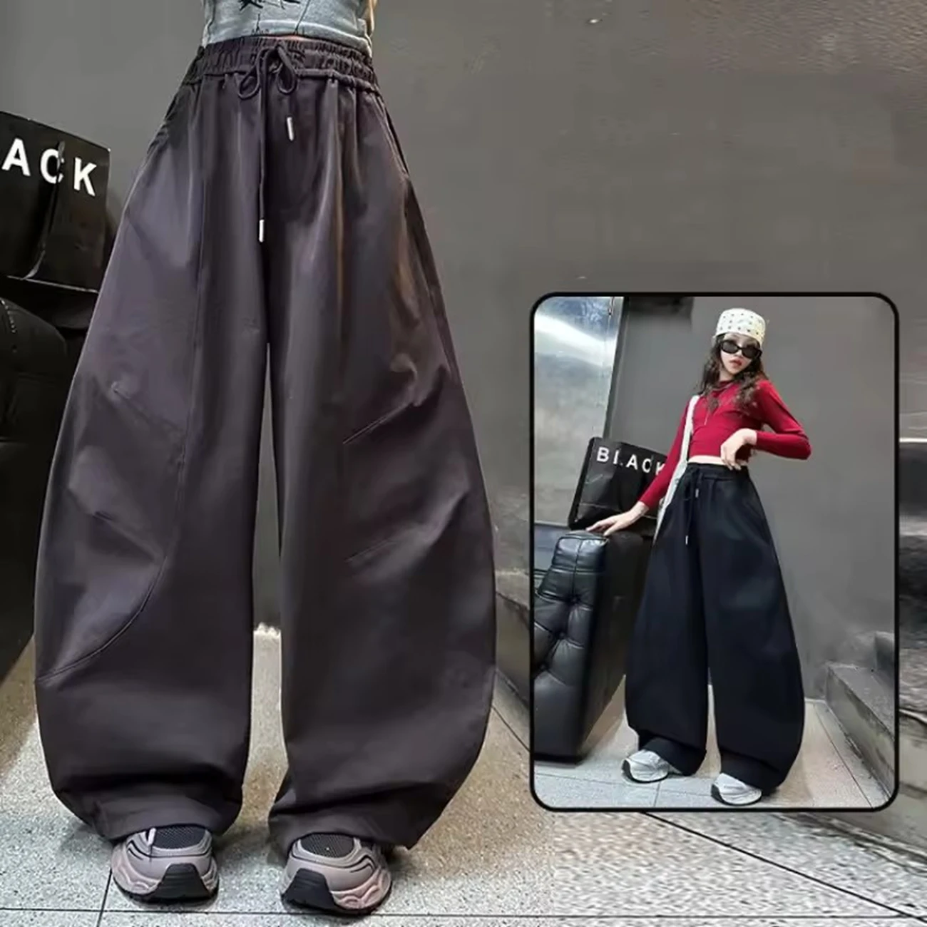 

Kids Hip-hop Loose Fit Bent Knife Pants 2025 High Street Fashion Trackpants Girls Children's Sweatpants Streetwear 1013