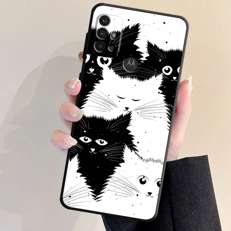 black Silicone Case for Motorola Moto G22 G50 G200 G31 G32 G82 G8 Power Lite G30 G71 5G G52 G72 G51 G60 Kim Haskins Cat Cover