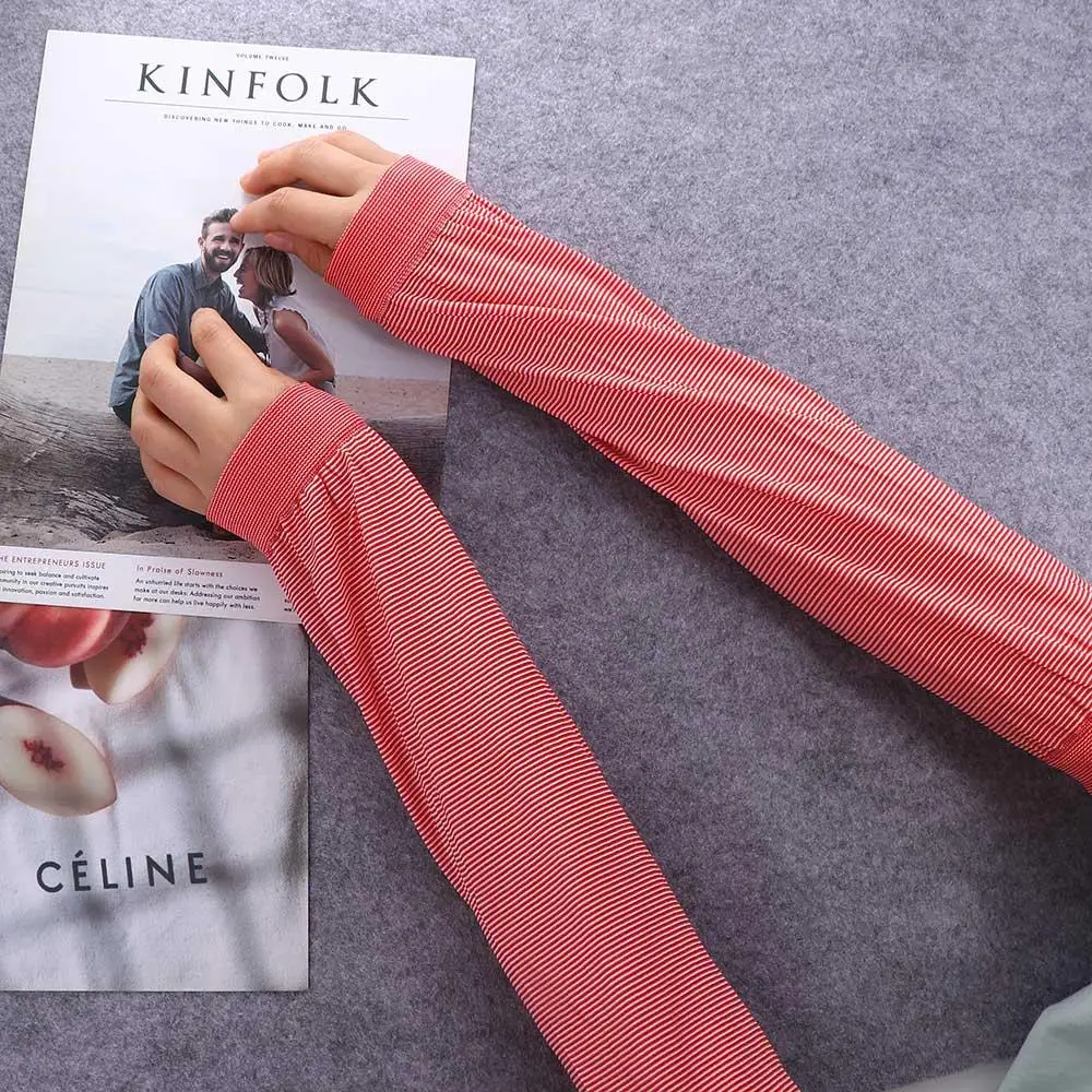 Golf Running Riding Driving Fishing Sun Protection Long Sleeves Striped Arm Sleeves Arm Warmer Arm Cover Cooling Sleeves